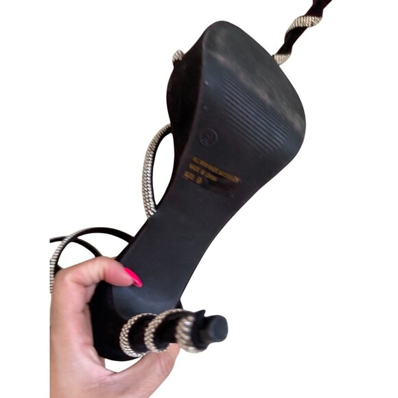 WILD DIVA Black Silver Rhinestone Jeweled Spiral Heels Size 9 - Picture 8 of 9